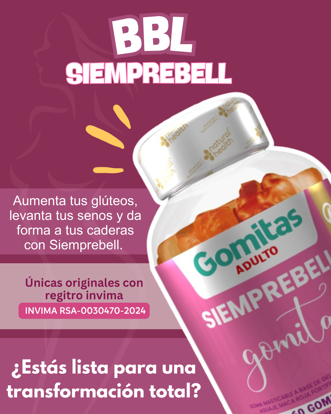 Gomitas BBL aguaje con INVIMA